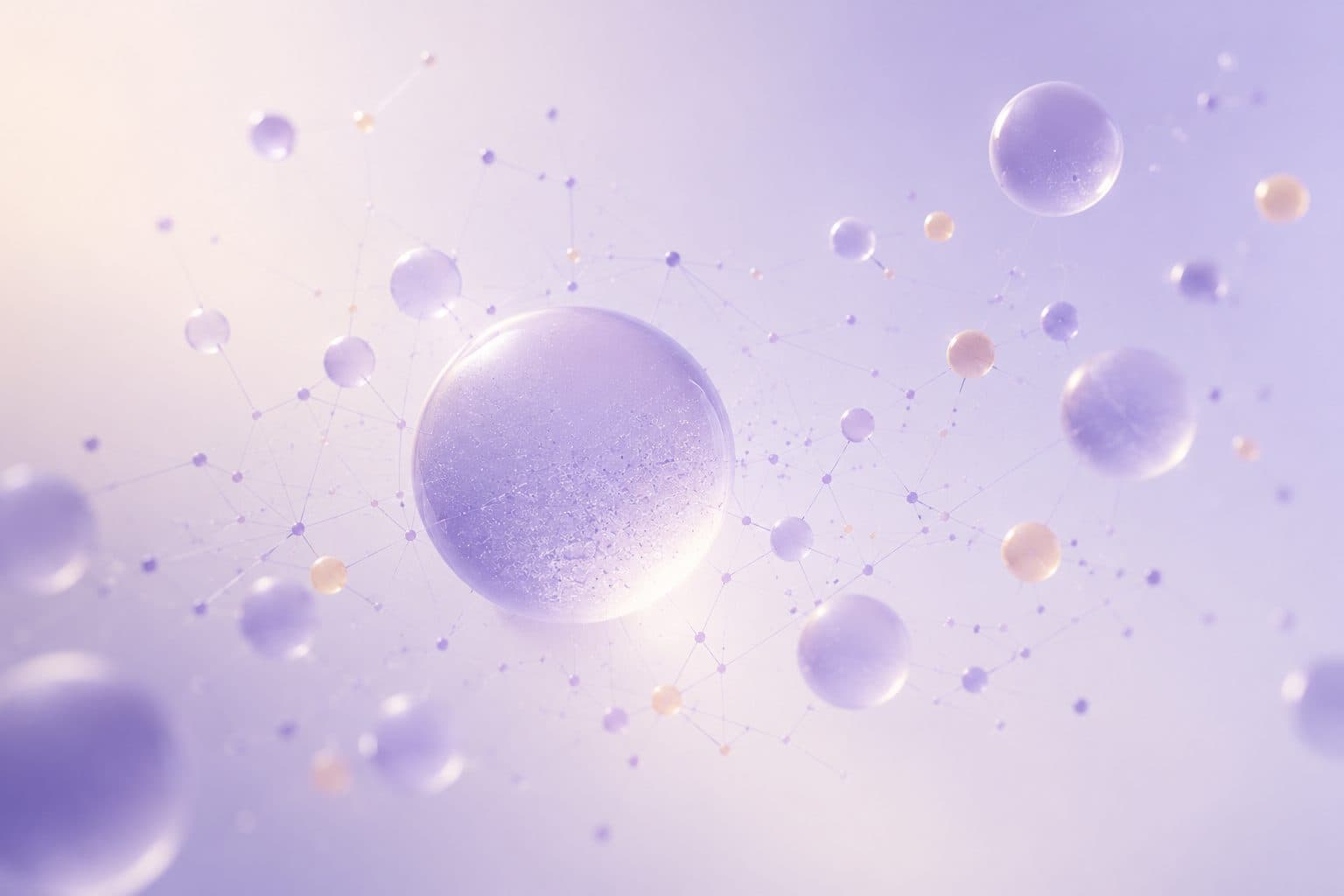 Soft lavender spheres floating in light